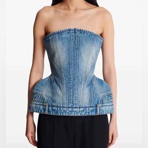 NEW $125 Denim Strapless Corset Top